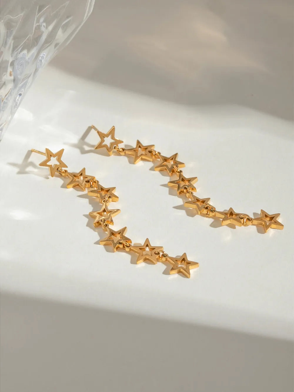 Stainless Steel Cutout Star Earrings - Thalia Chic