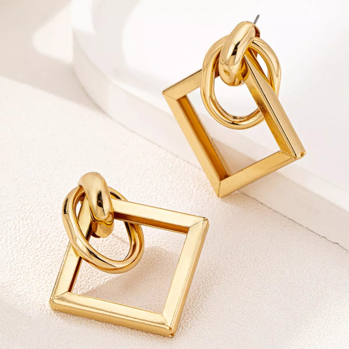 18K Gold-Plated Geometric Square Hoop Earrings - Thalia Chic
