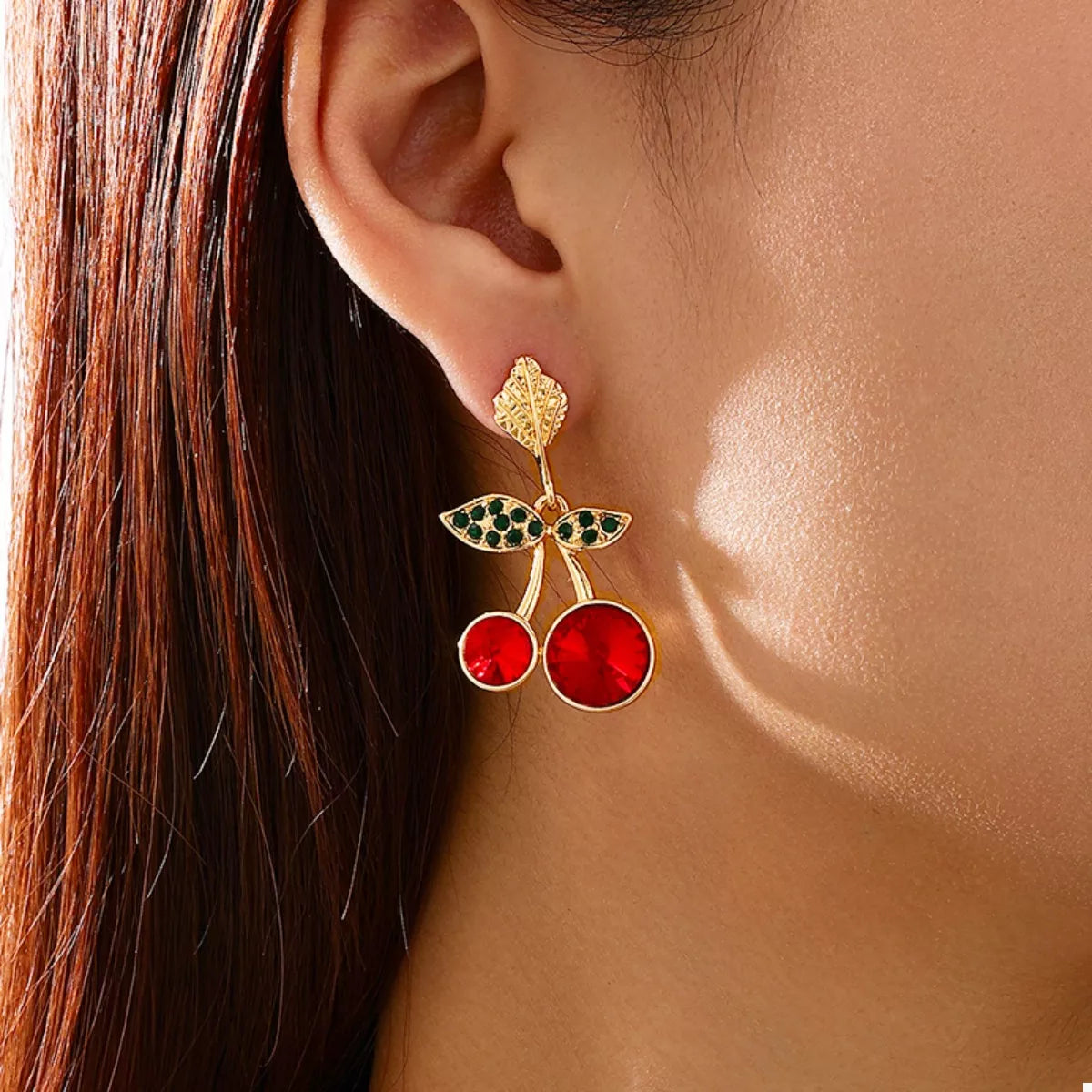 18K Gold-Plated Cherry Drop Earrings - Thalia Chic
