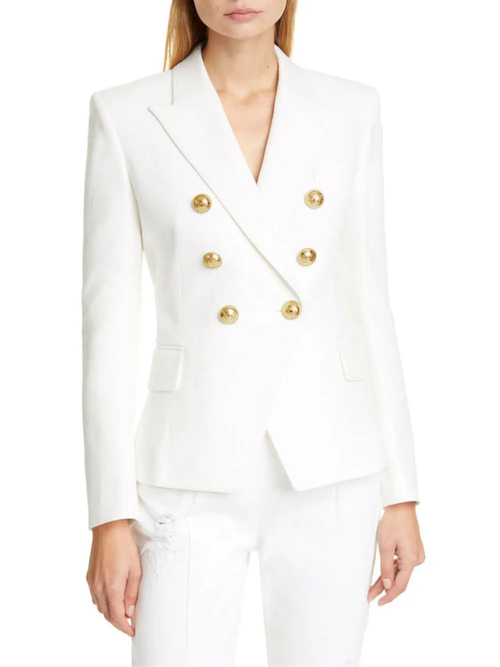 Lapel Collar Long Sleeve Blazer - Thalia Chic