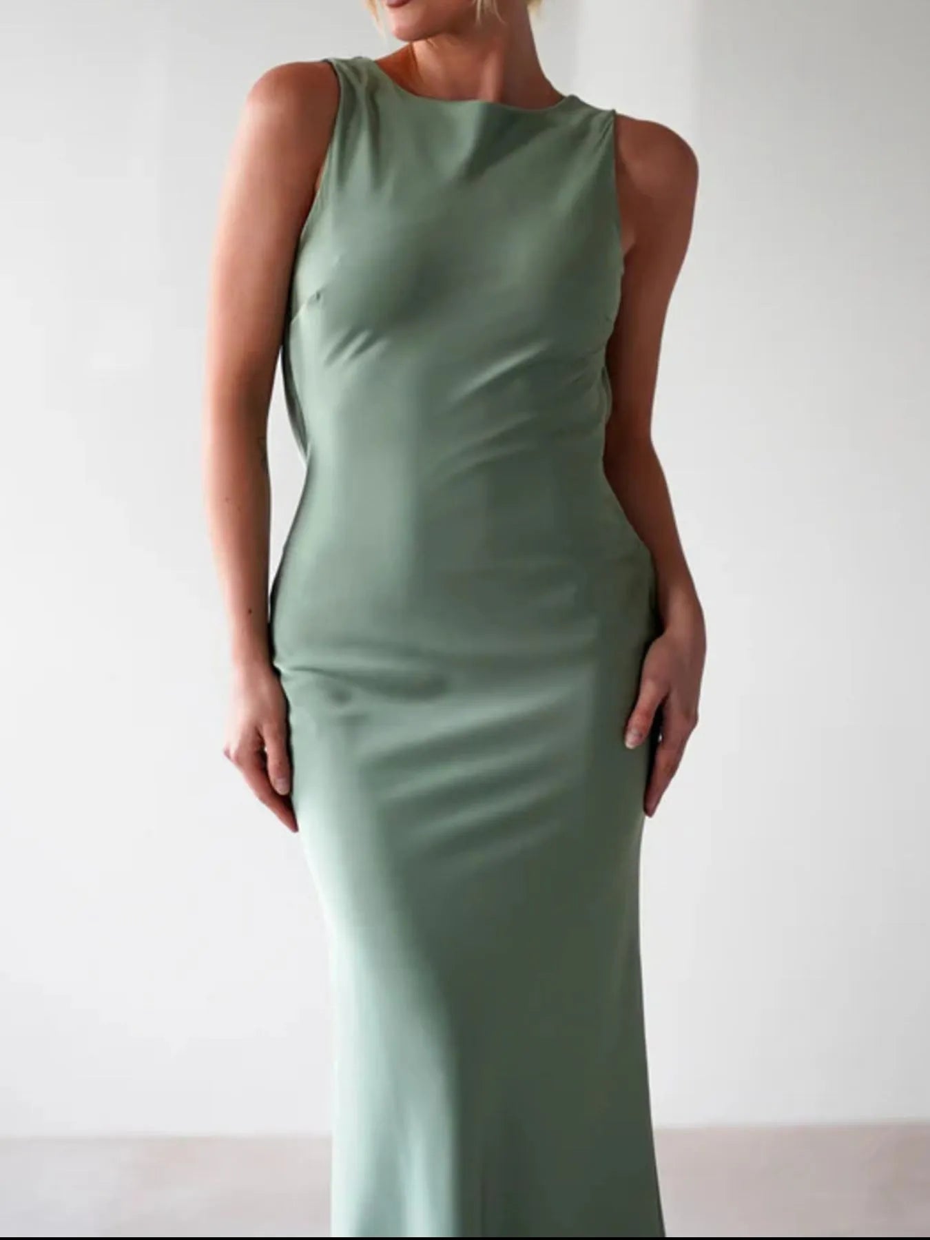 Satin Sleeveless Maxi Dress - Thalia Chic