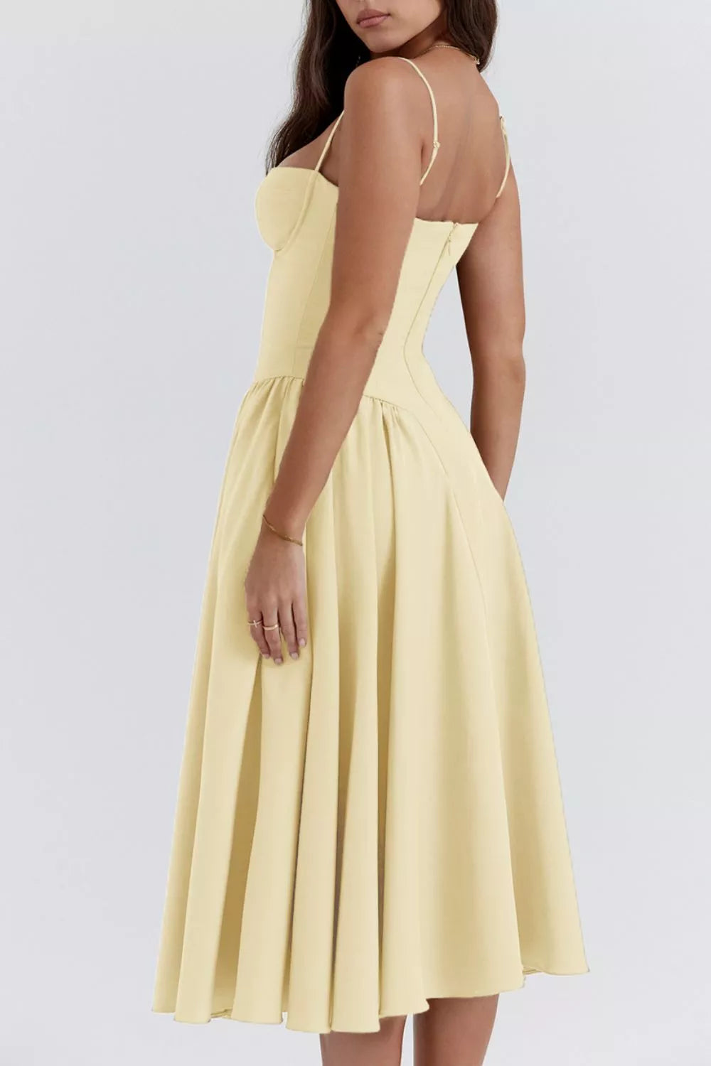 Sweetheart Neck Ruched Midi Dress - Thalia Chic