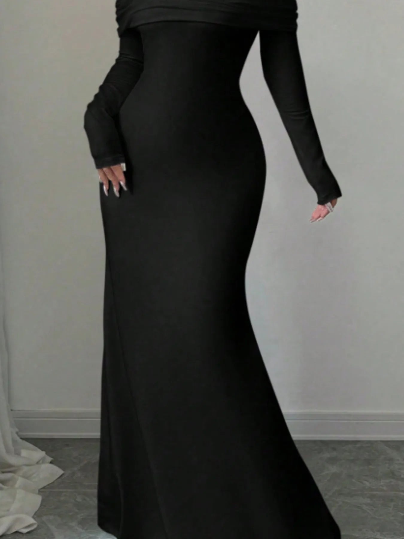 Off-Shoulder Long Sleeve Bodycon Maxi Dress - Thalia Chic