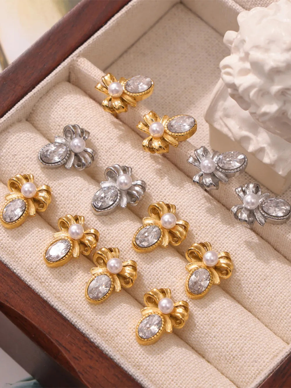 Titanium Steel Bow Stud Earrings Thalia Chic boutique