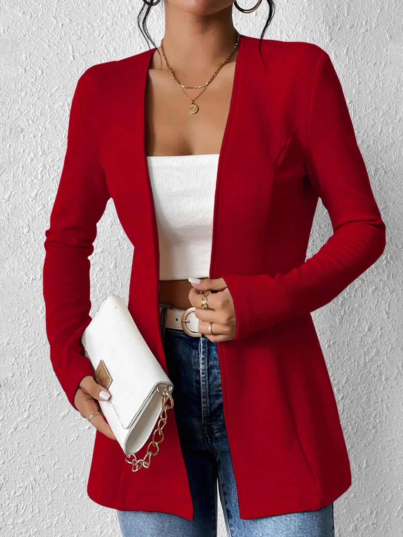 One Button Long Sleeve Blazer - Thalia Chic