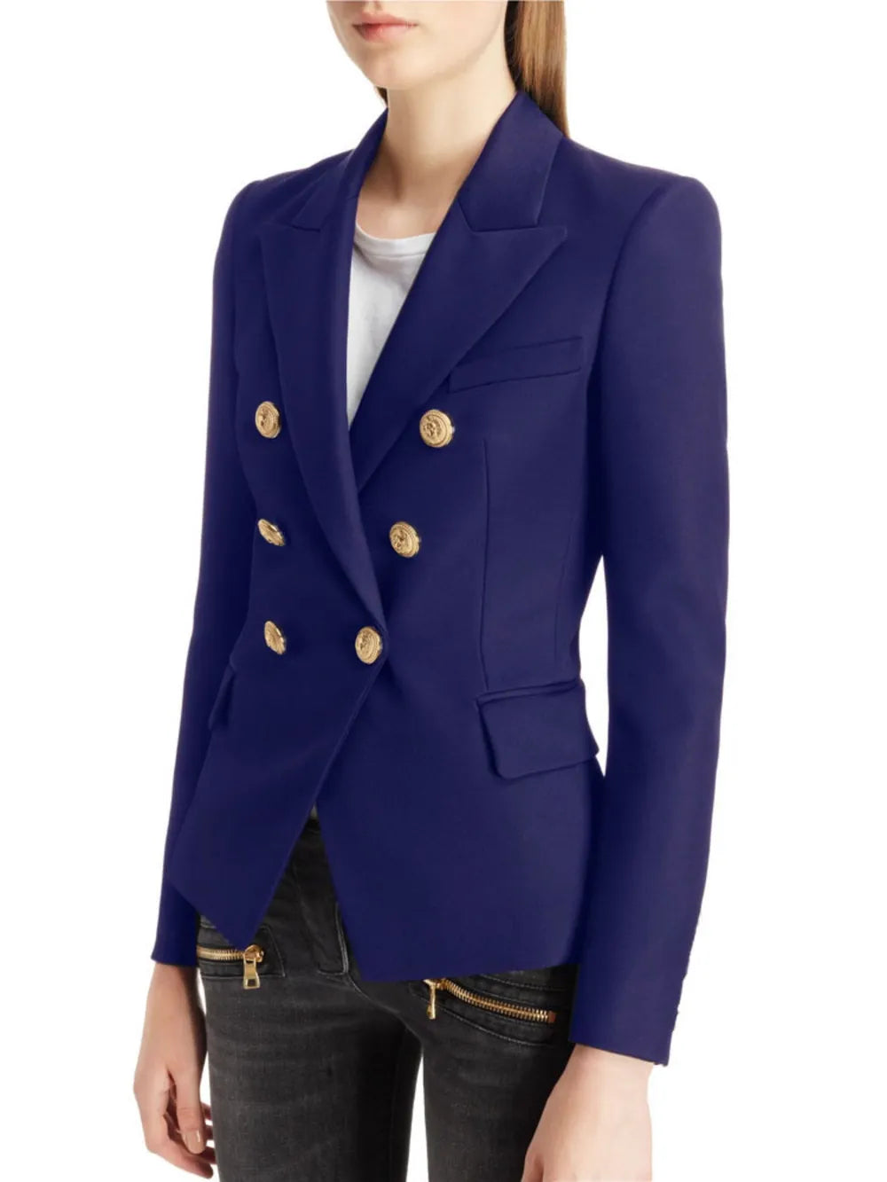 Lapel Collar Long Sleeve Blazer - Thalia Chic