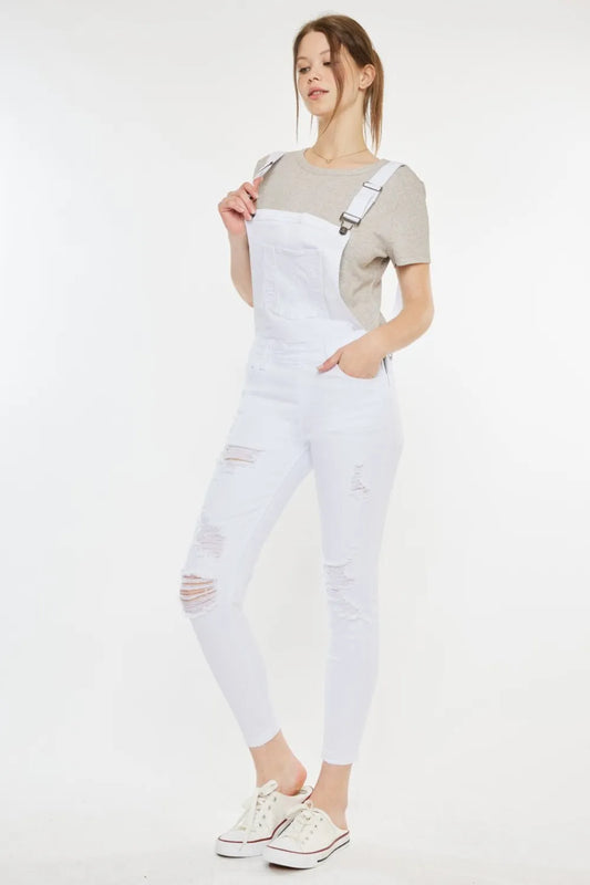 Kancan Distressed Skinny Denim Overalls - Thalia Chic