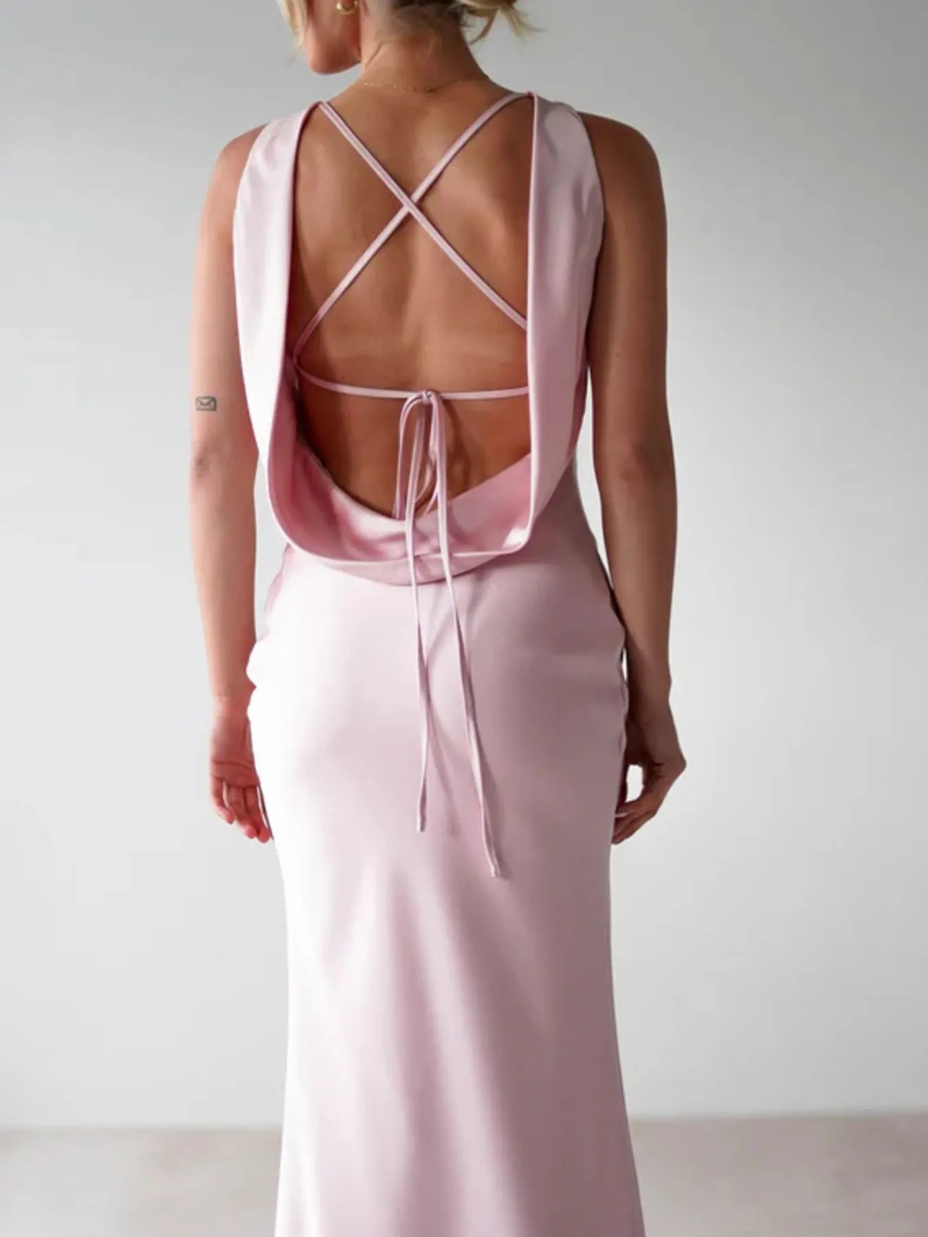 Satin Sleeveless Maxi Dress - Thalia Chic