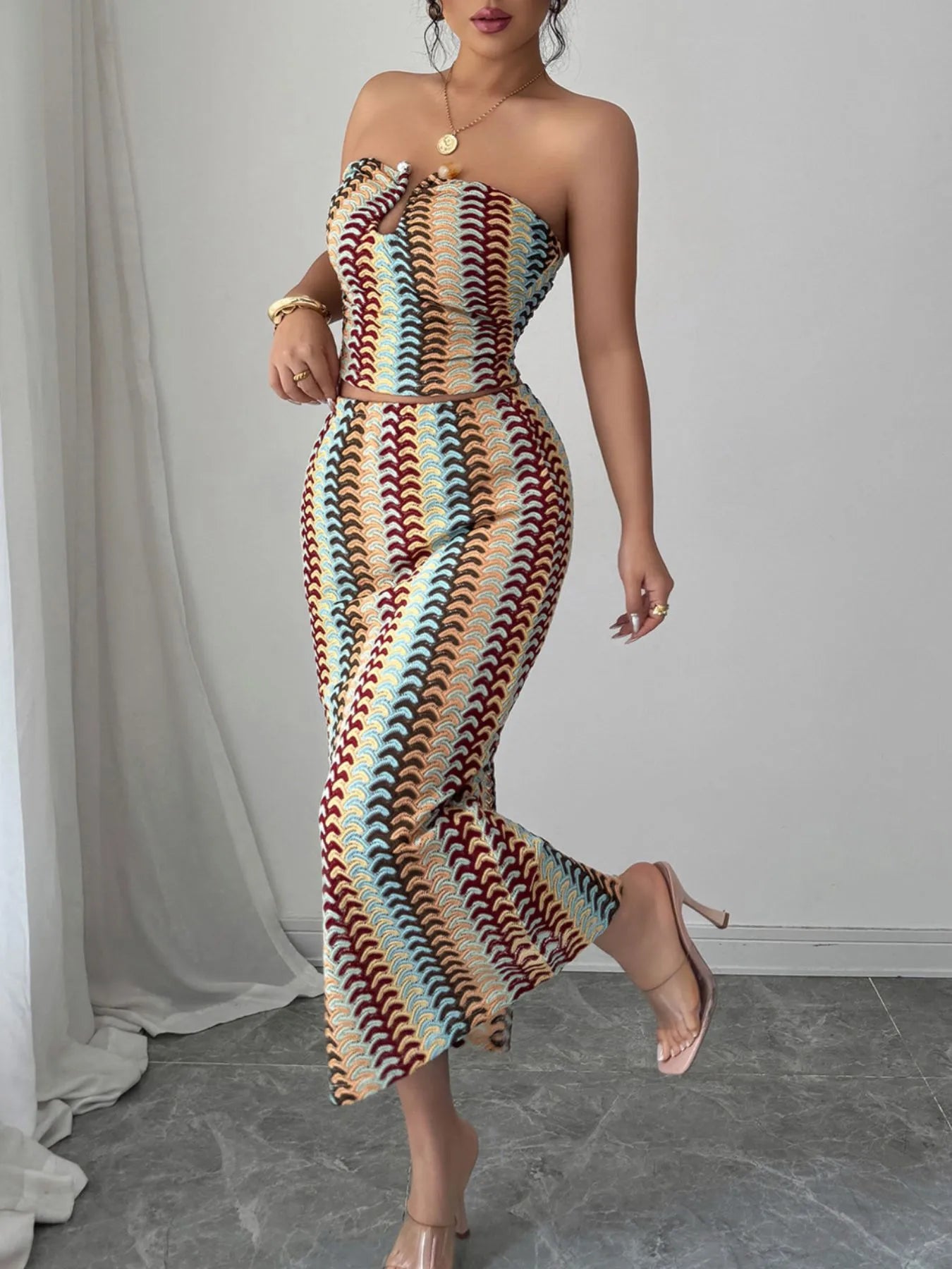 Printed Tube Top and Skirts Set - Thalia Chic