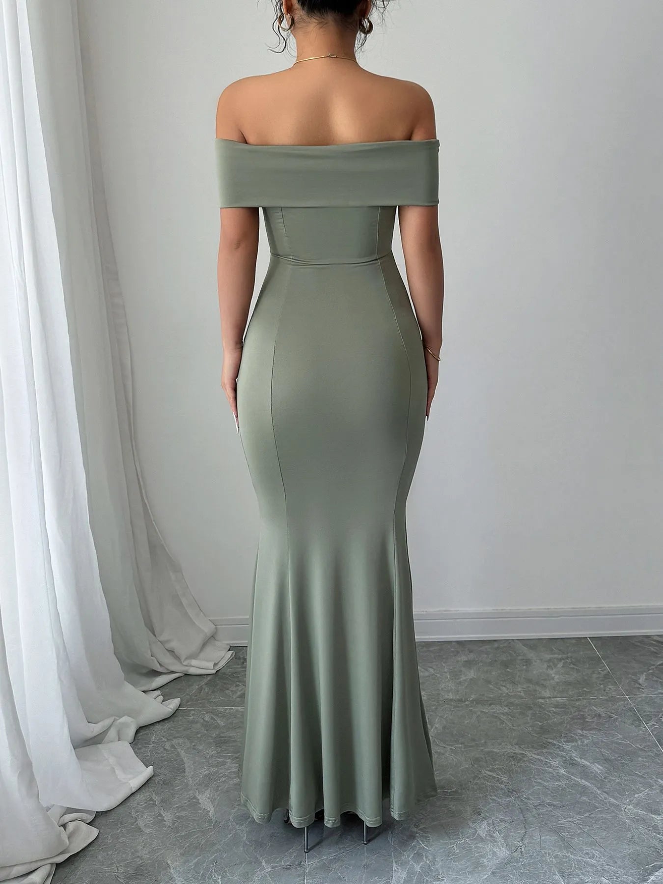 Off-Shoulder Mermaid Maxi Dress - Thalia Chic