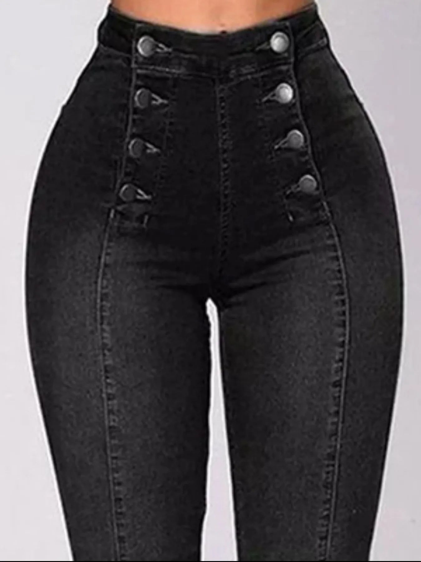 Full Size High-Waisted Double-Breasted Skinny Jeans Plus Size - Thalia Chic