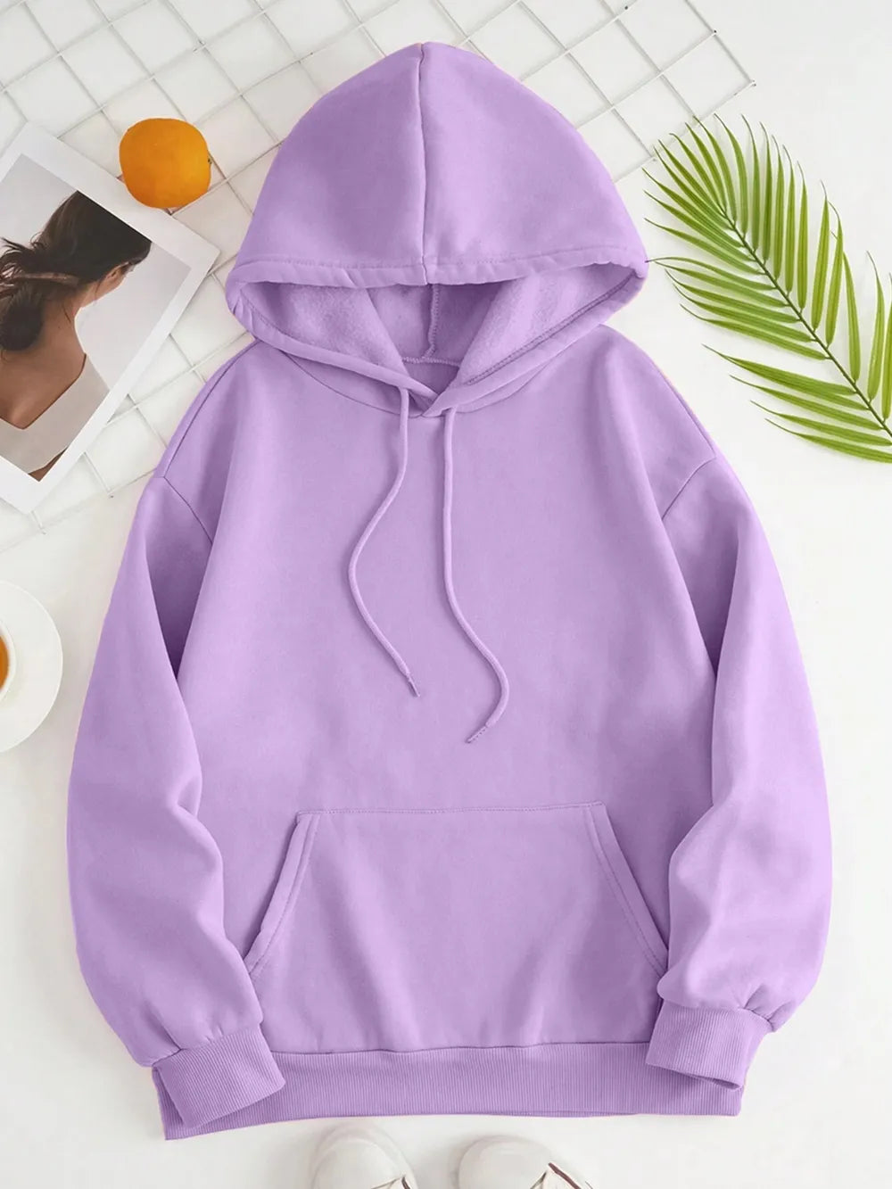 Drawstring Dropped Shoulder Hoodie - Thalia Chic