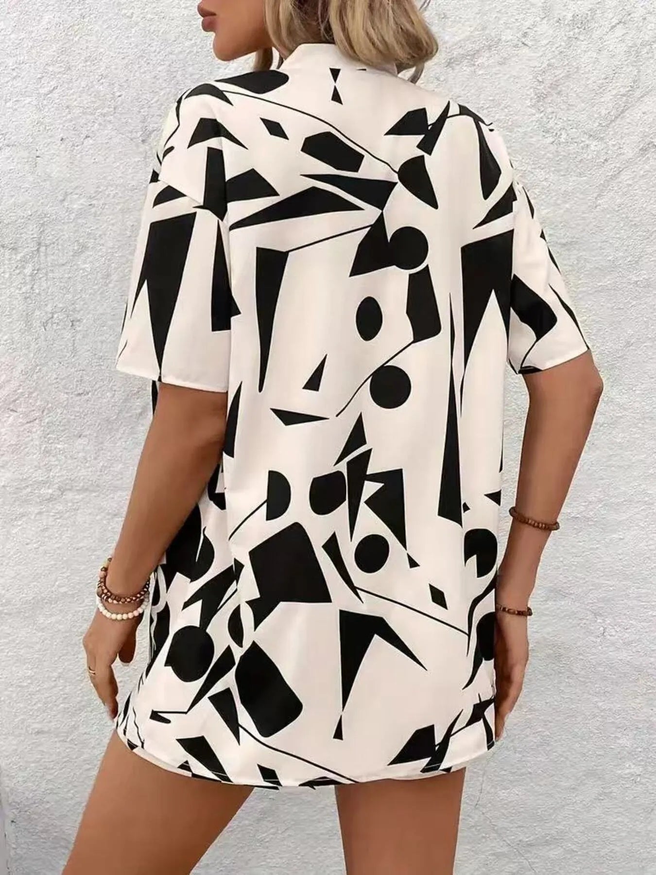 Printed Open Front Cardigan and Shorts Set - Thalia Chic