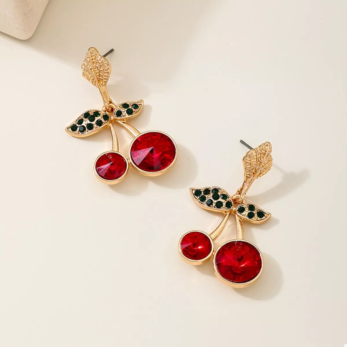 18K Gold-Plated Cherry Drop Earrings - Thalia Chic