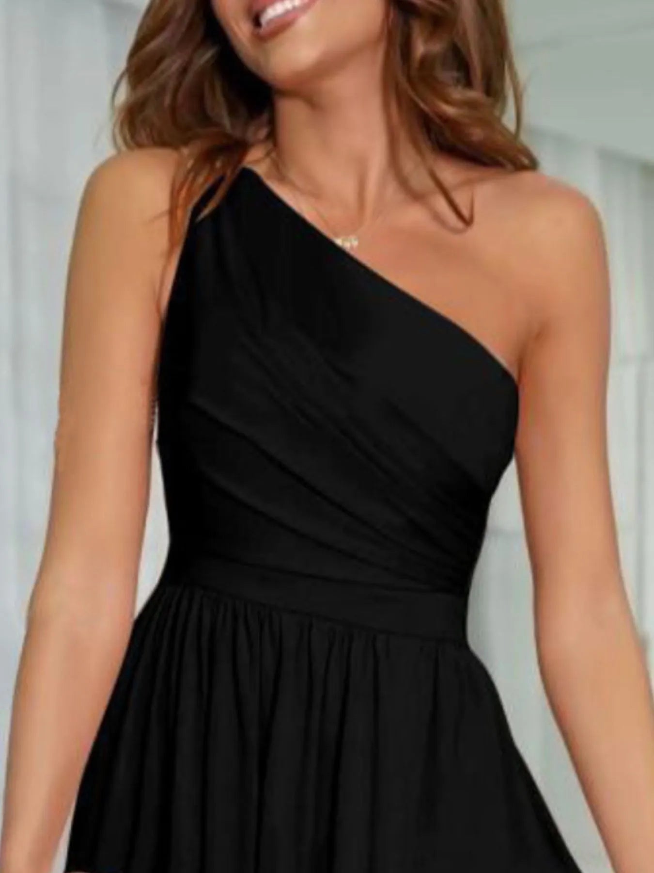 One-Shoulder High Slit Dress - Thalia Chic