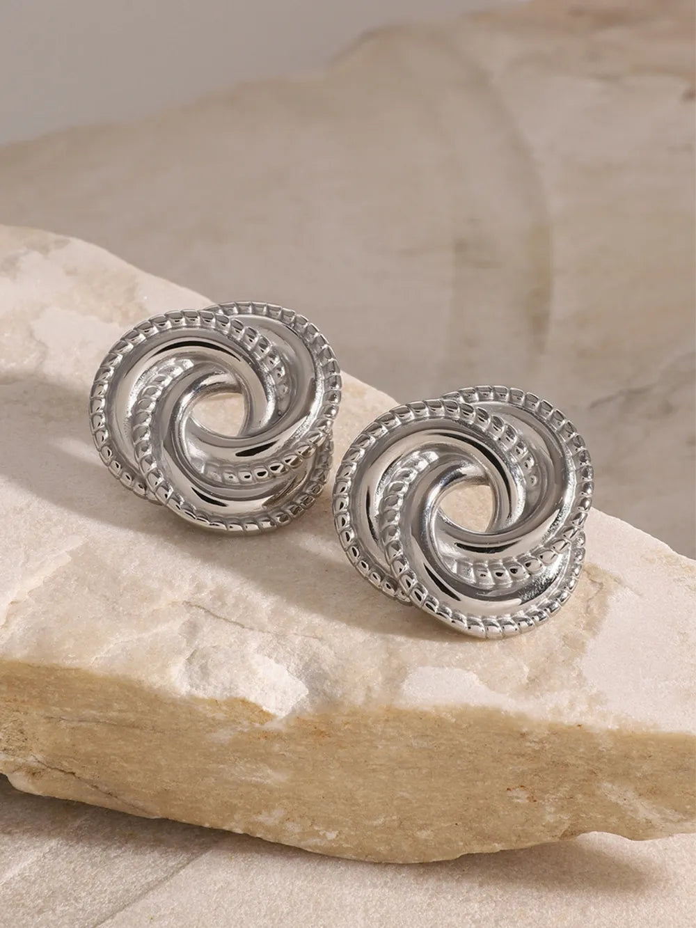 Stainless Steel Volution Stud Earrings - Thalia Chic