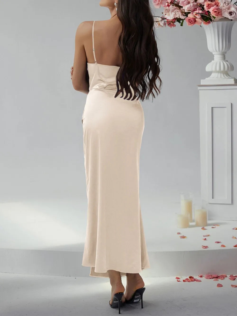 Devine Slit Ruched Maxi Cami Dress - Thalia Chic