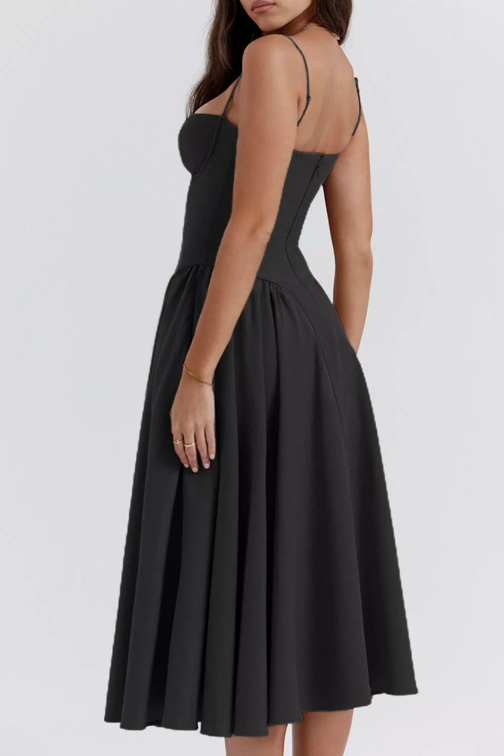 Sweetheart Neck Ruched Midi Dress - Thalia Chic