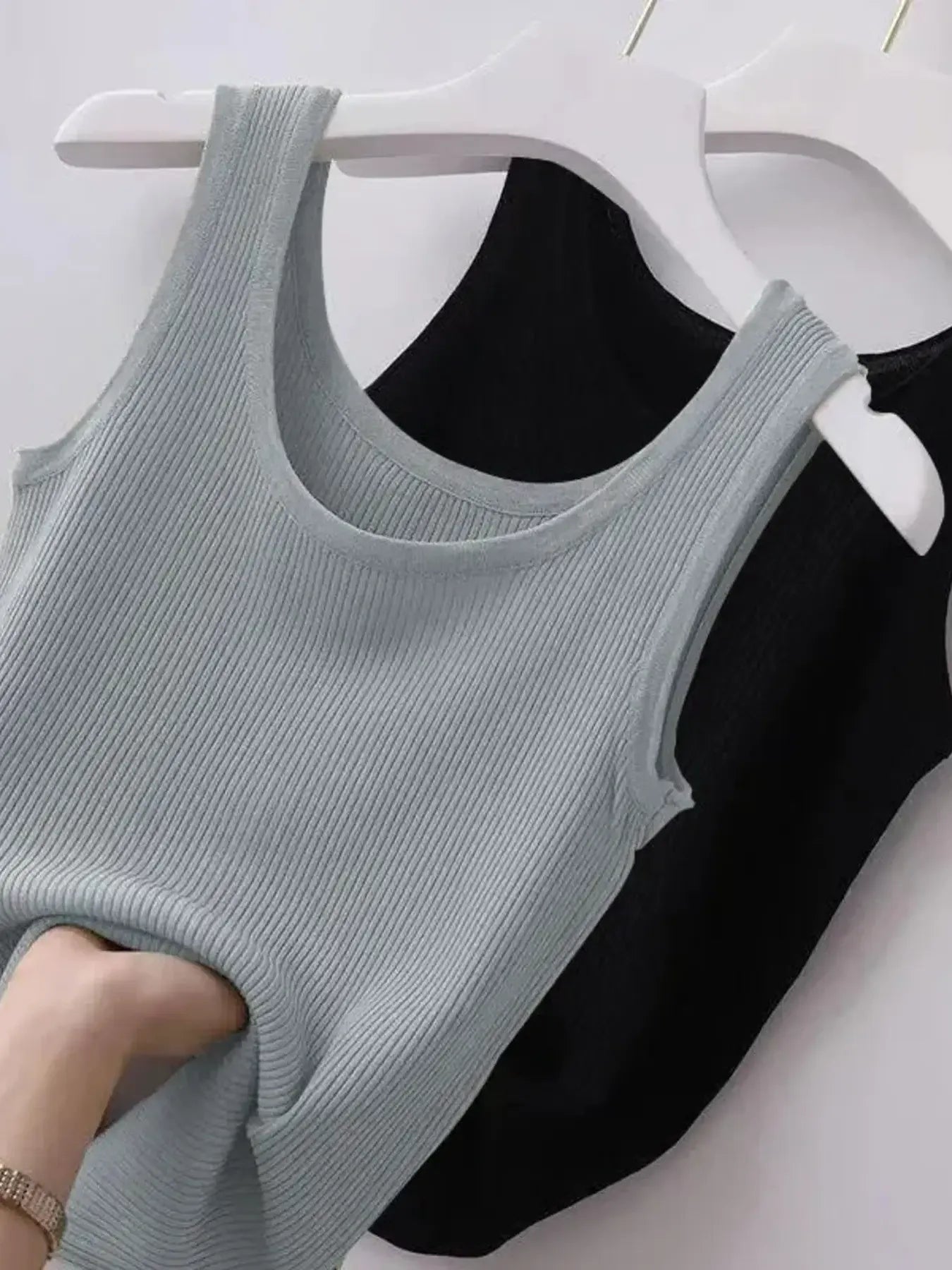 Plus Size Ribbed Knit Scoop Neck Tank Top - Thalia Chic