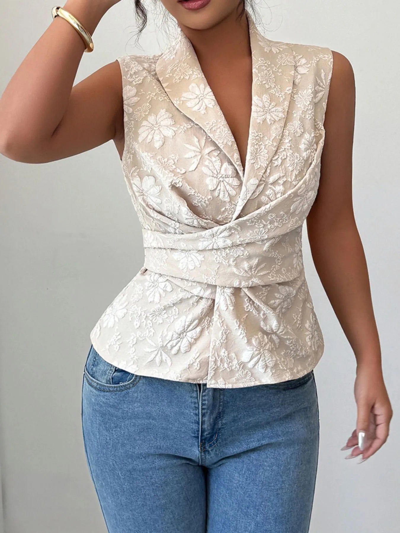 Tie Waist Wrap Tank Top - Thalia Chic