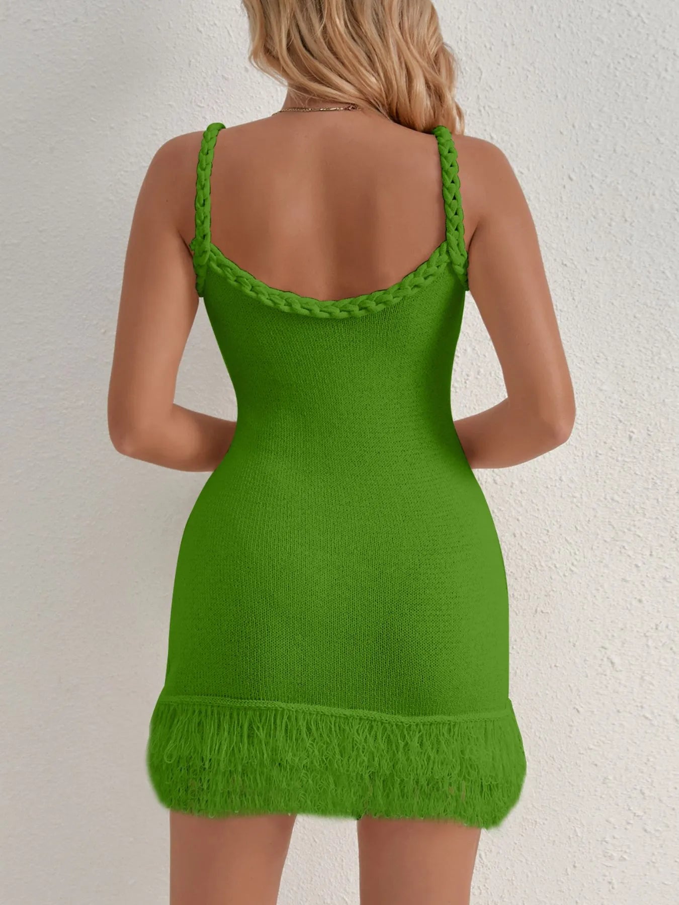 Fringe Hem Knit Cami Dress - Thalia Chic