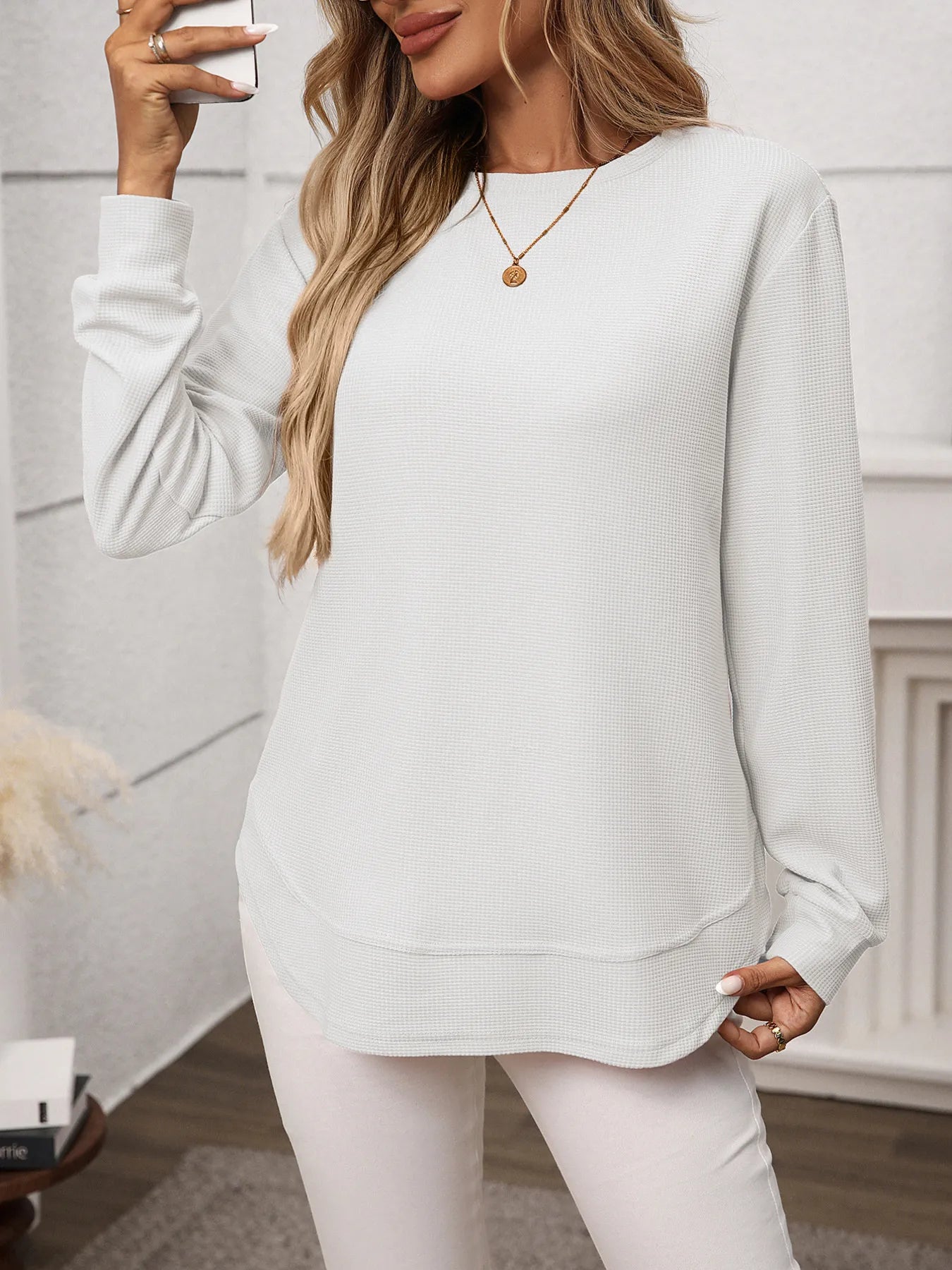 Long Sleeve Round Neck T-Shirt - Thalia Chic