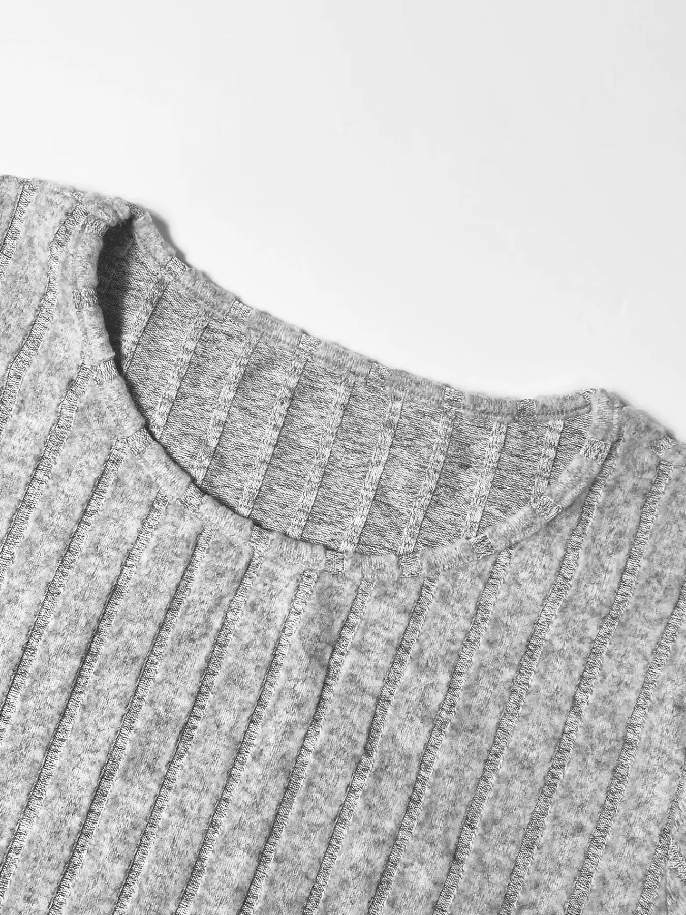 Ribbed Knit Crop Top and Wide Leg Pants Set - Thalia Chic