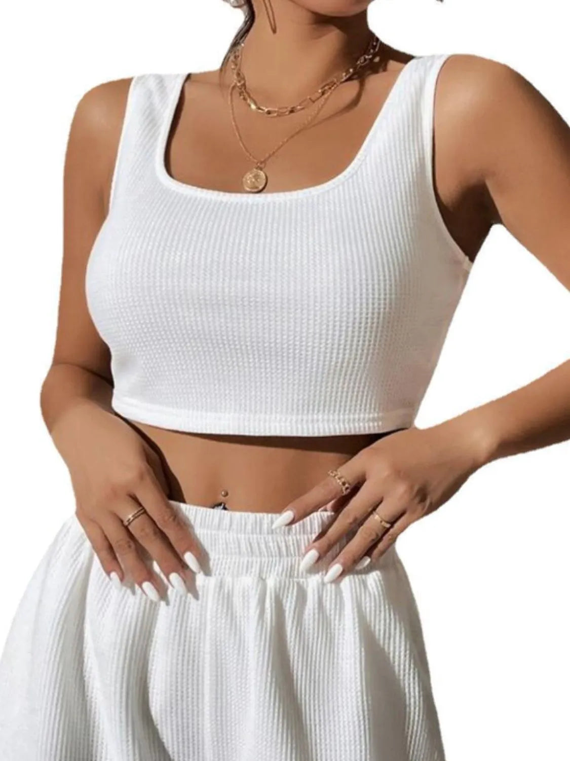 Full Size Wide Strap Tank and Shorts Set Plus Size - Thalia Chic