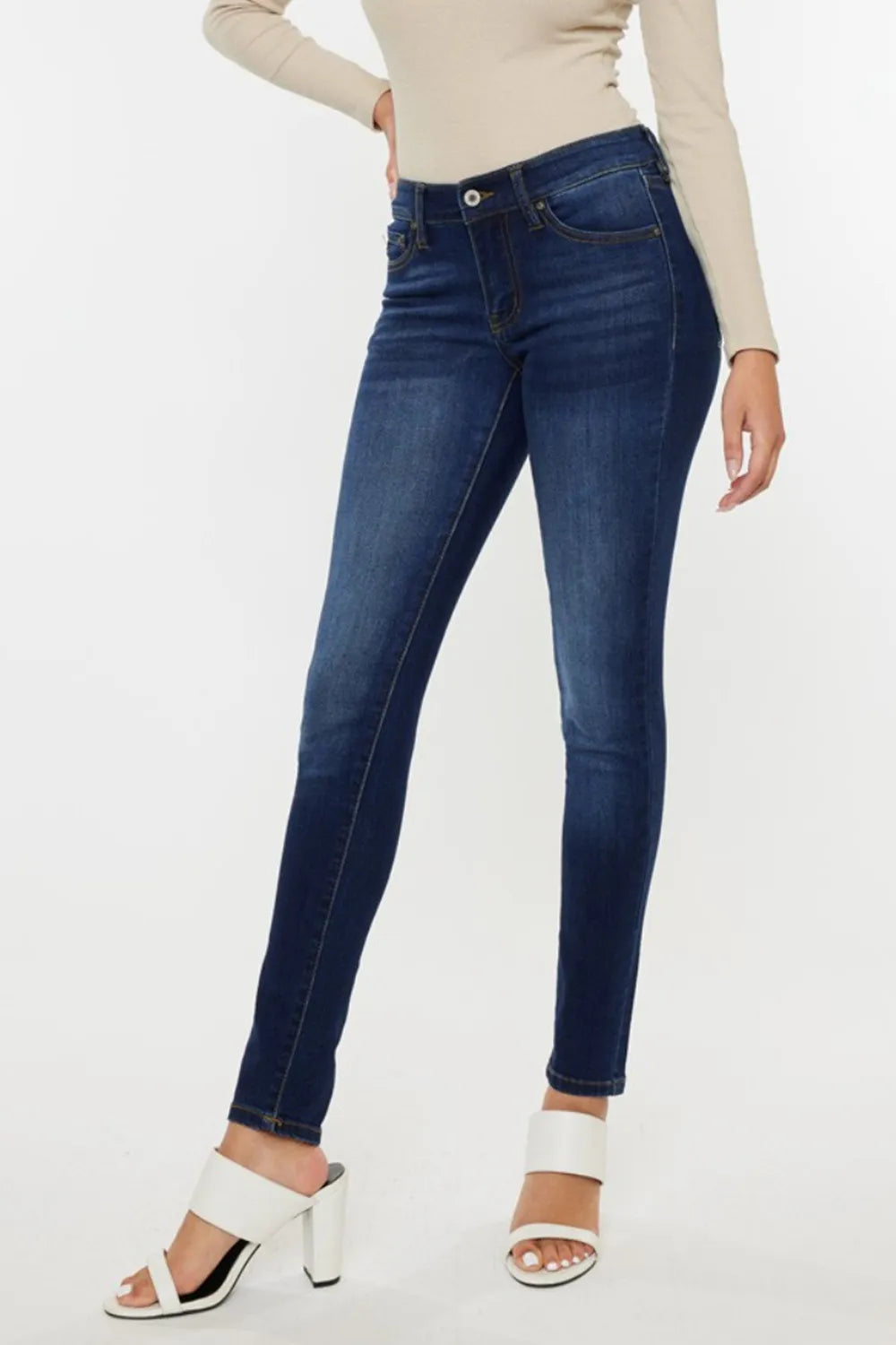 Kancan Mid Rise Gradient Skinny Jeans - Thalia Chic