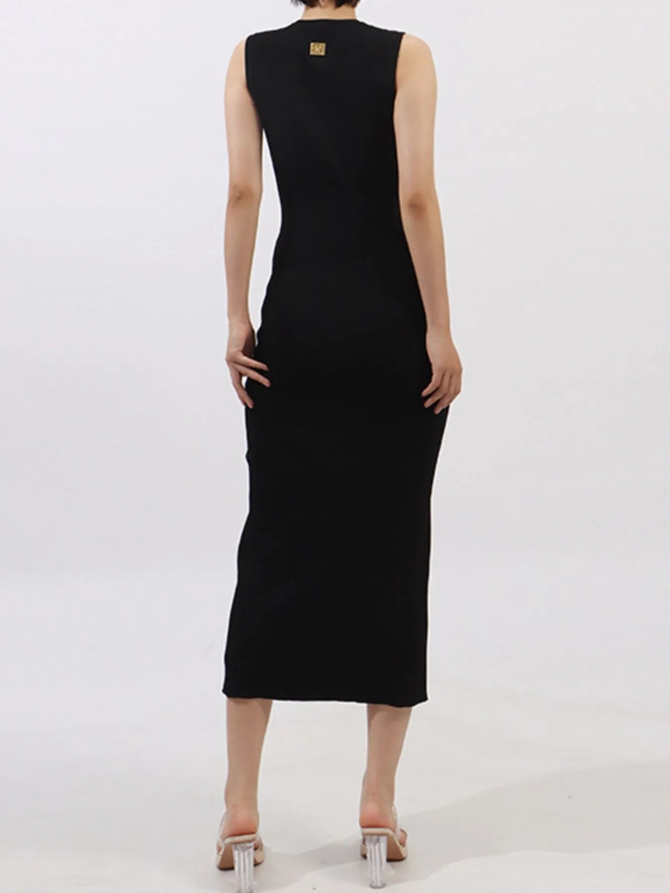 Slit Round Neck Sleeveless Dress - Thalia Chic