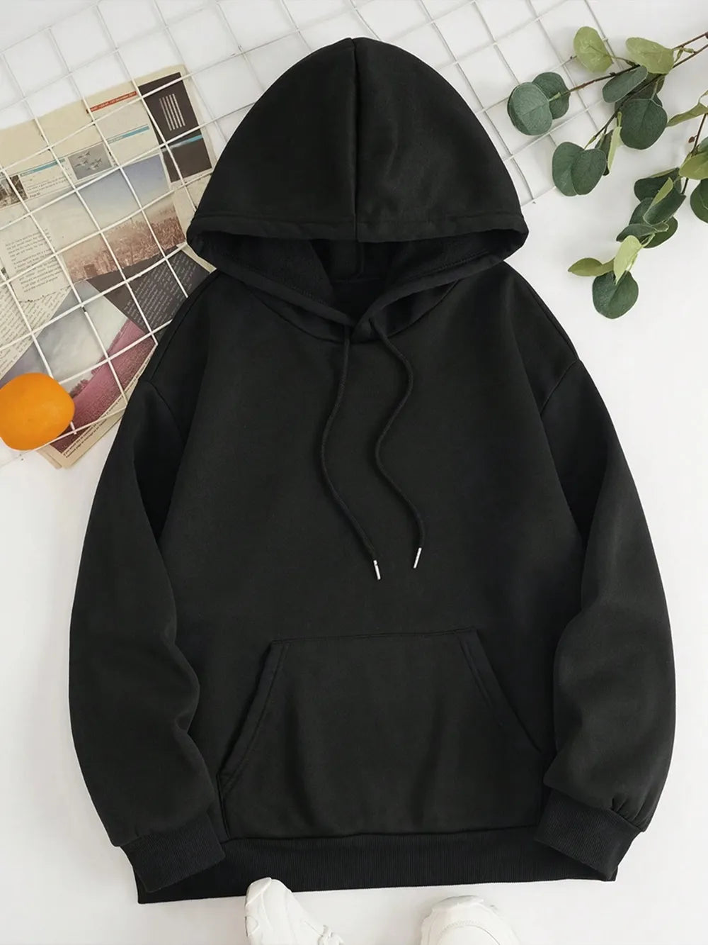 Drawstring Dropped Shoulder Hoodie - Thalia Chic