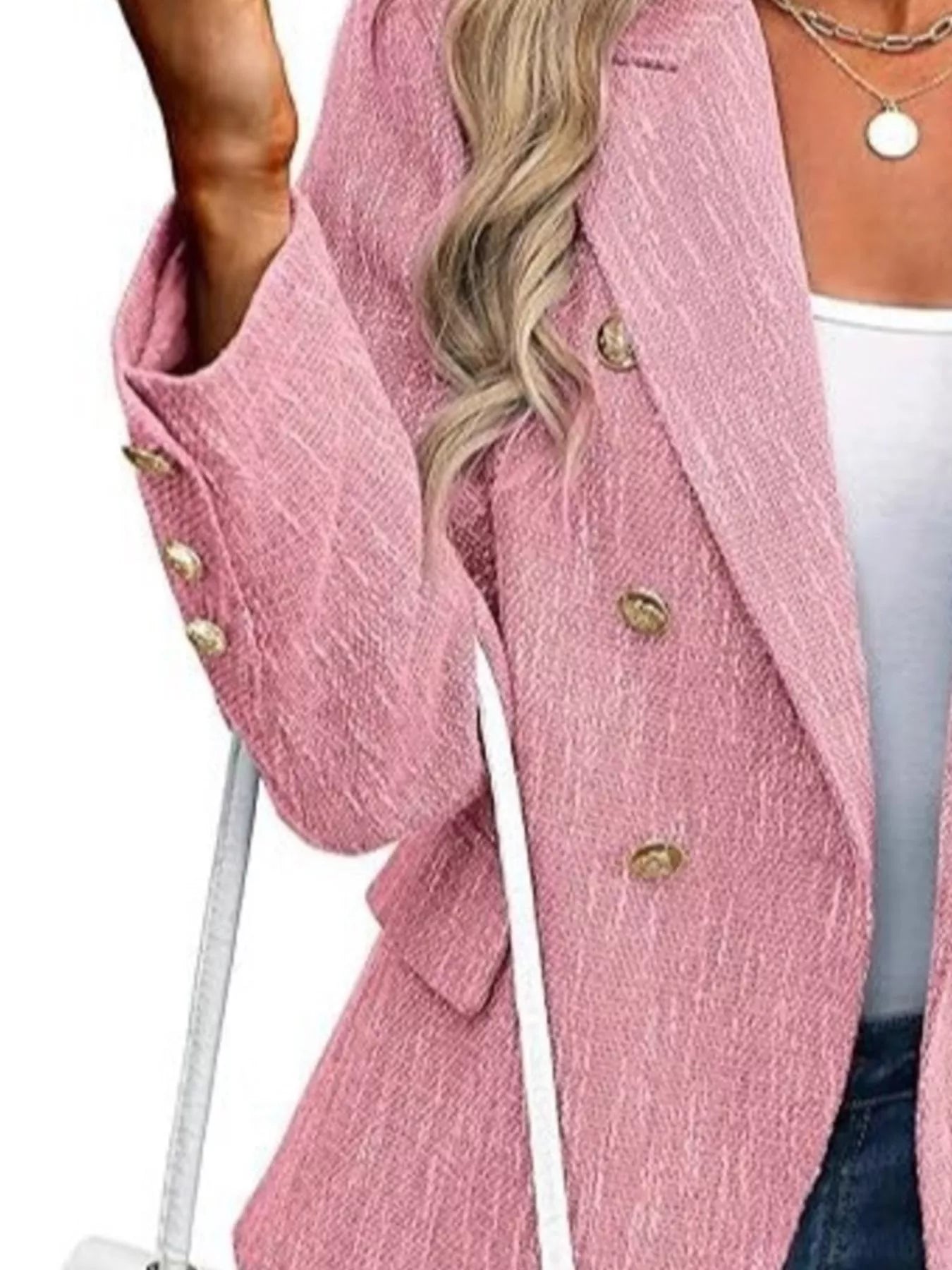 Double-Breasted Lapel Collar Blazer - Thalia Chic