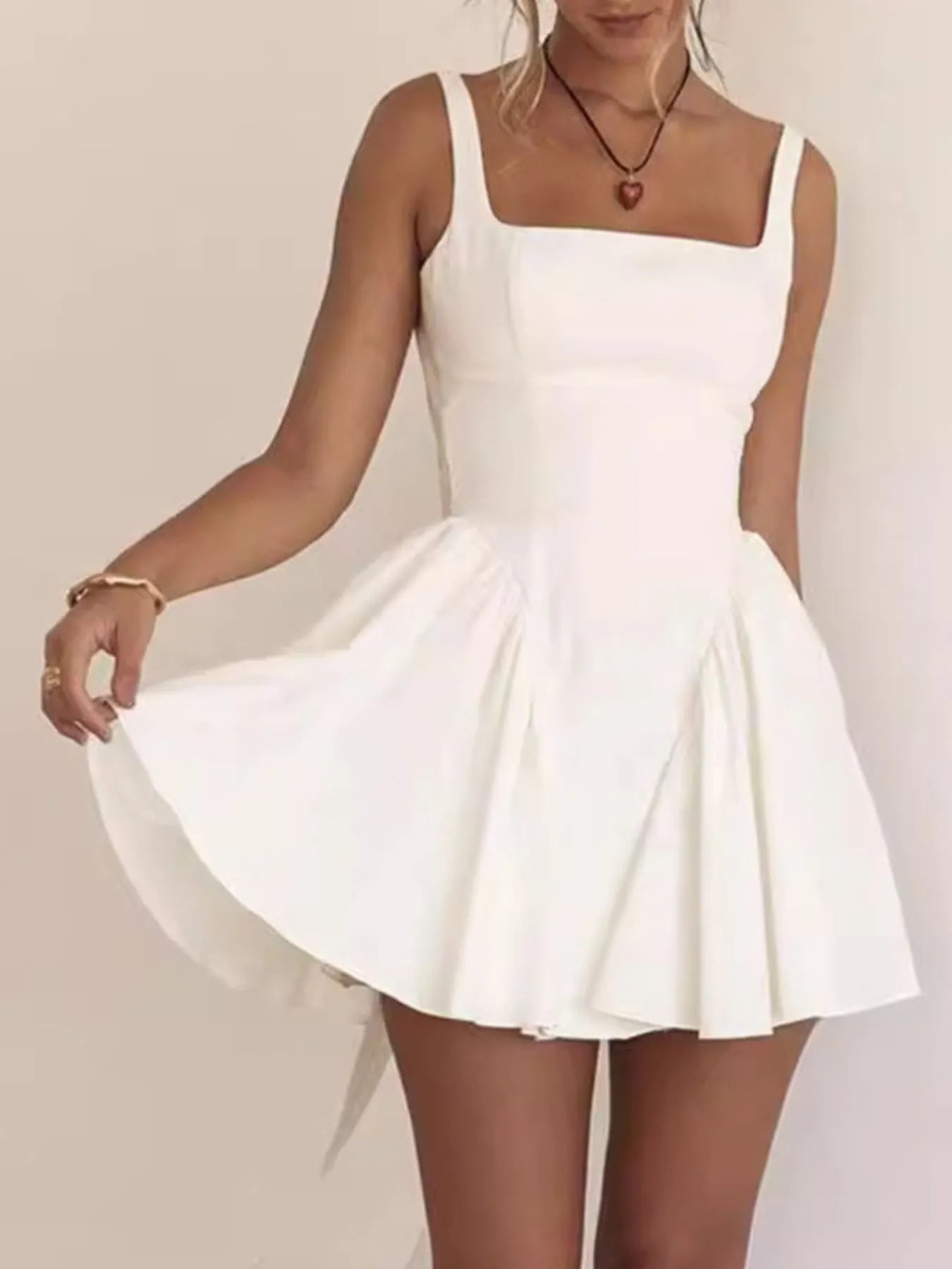 Backless Square Neck Mini Dress - Thalia Chic