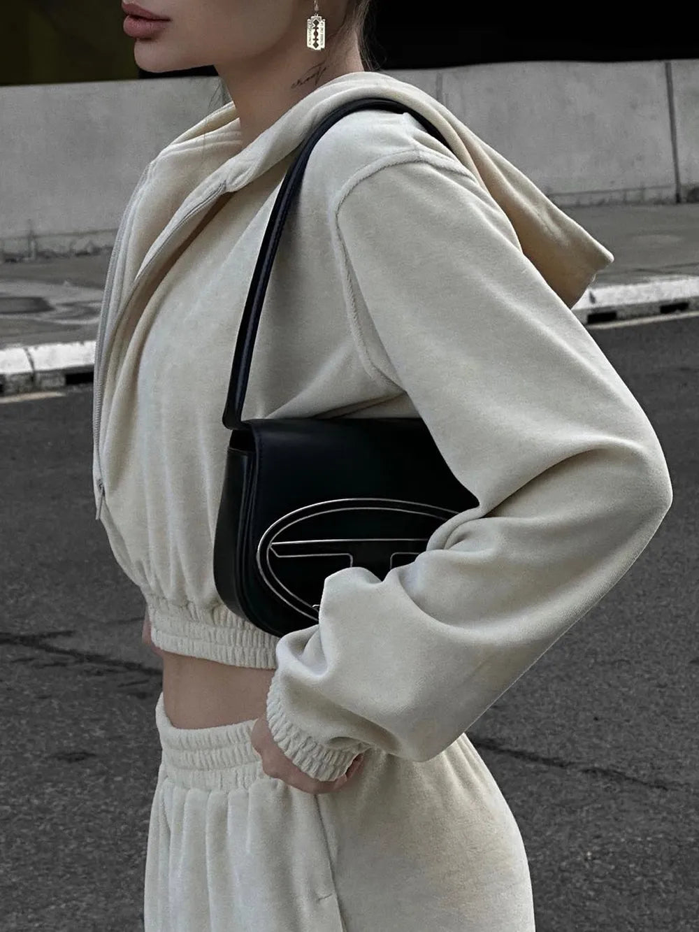 Zip Up Hoodie and Pocketed Pants Set - Thalia Chic