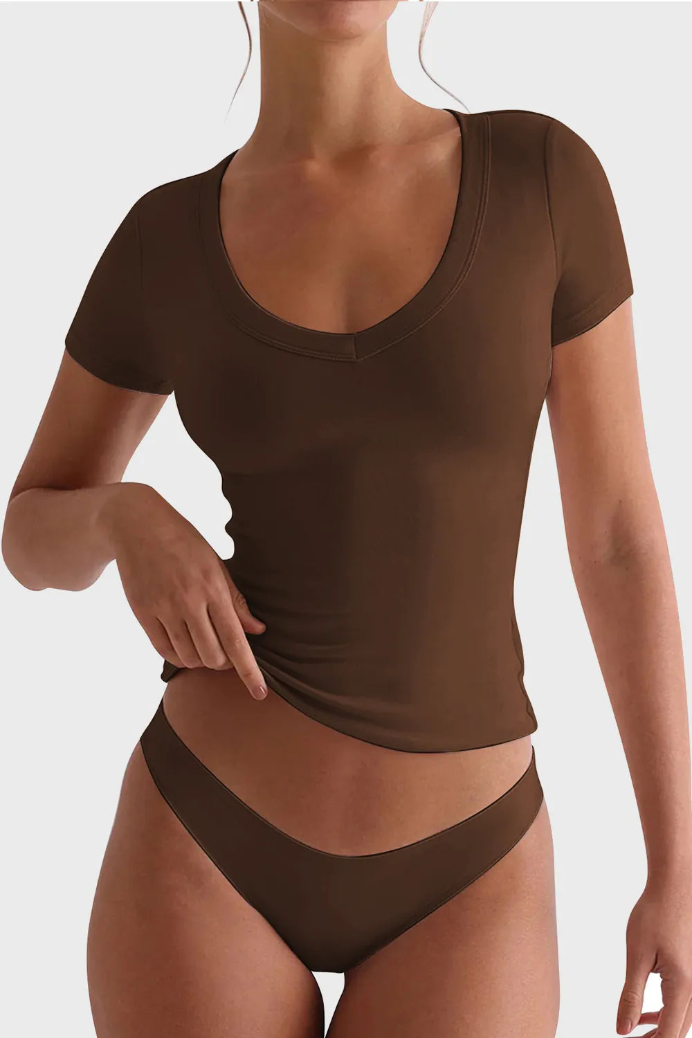 Lovelet Scoop Neck Short Sleeve T-Shirt - Thalia Chic