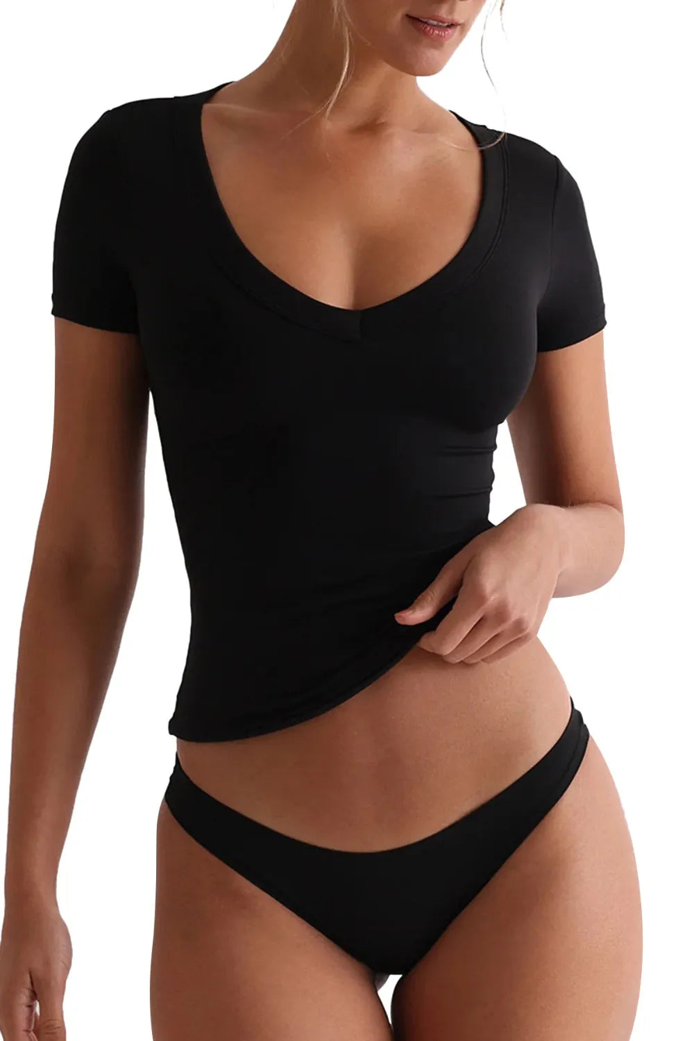 Lovelet Scoop Neck Short Sleeve T-Shirt - Thalia Chic