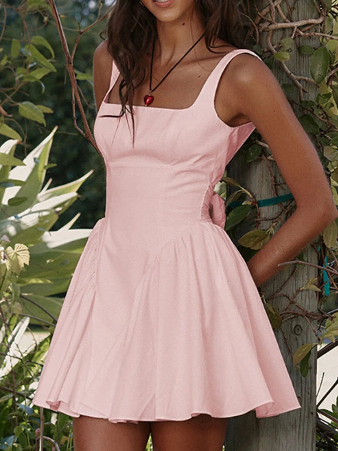 Backless Square Neck Mini Dress - Thalia Chic