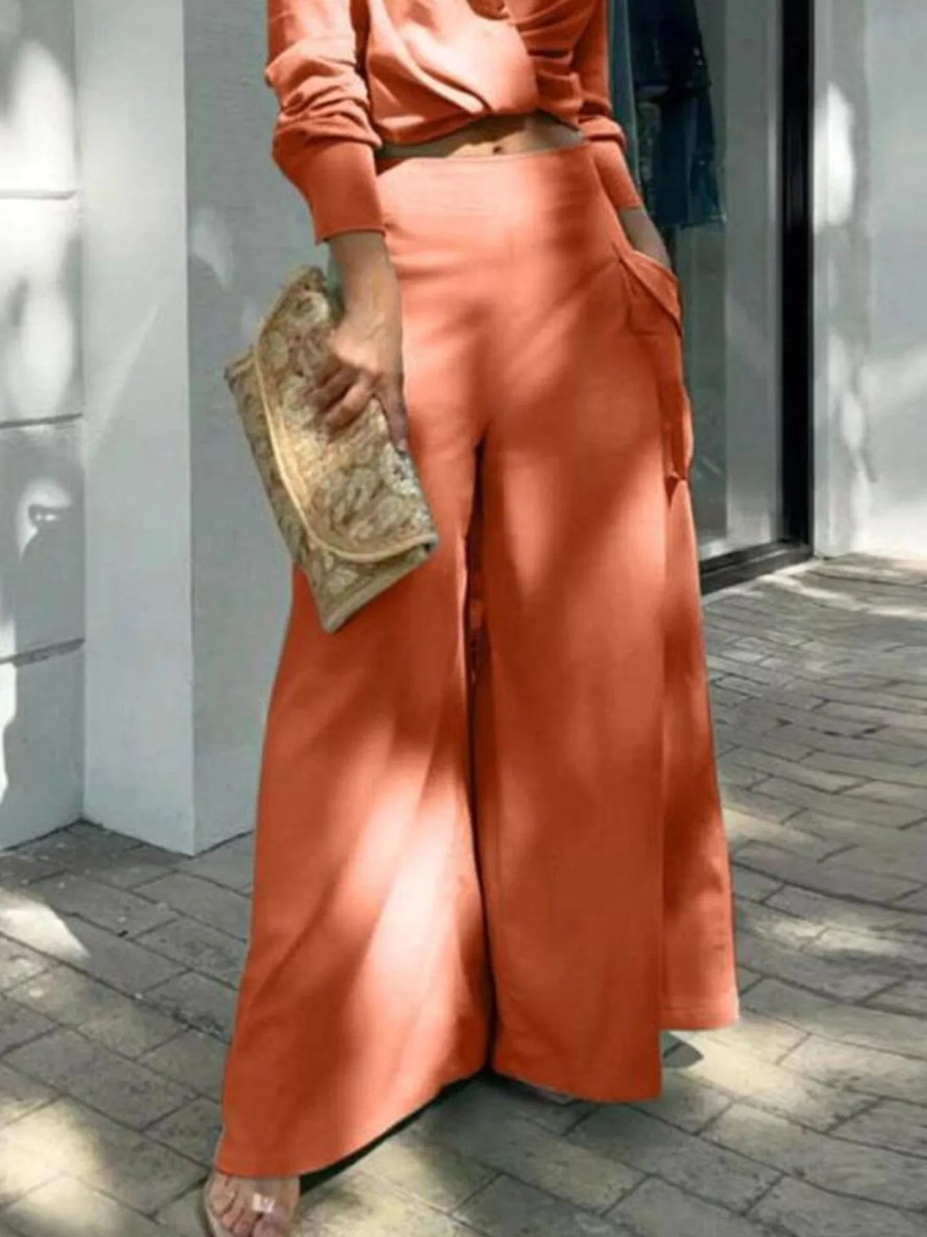 Full Size Long Sleeve Top and Pants Set Plus Size - Thalia Chic