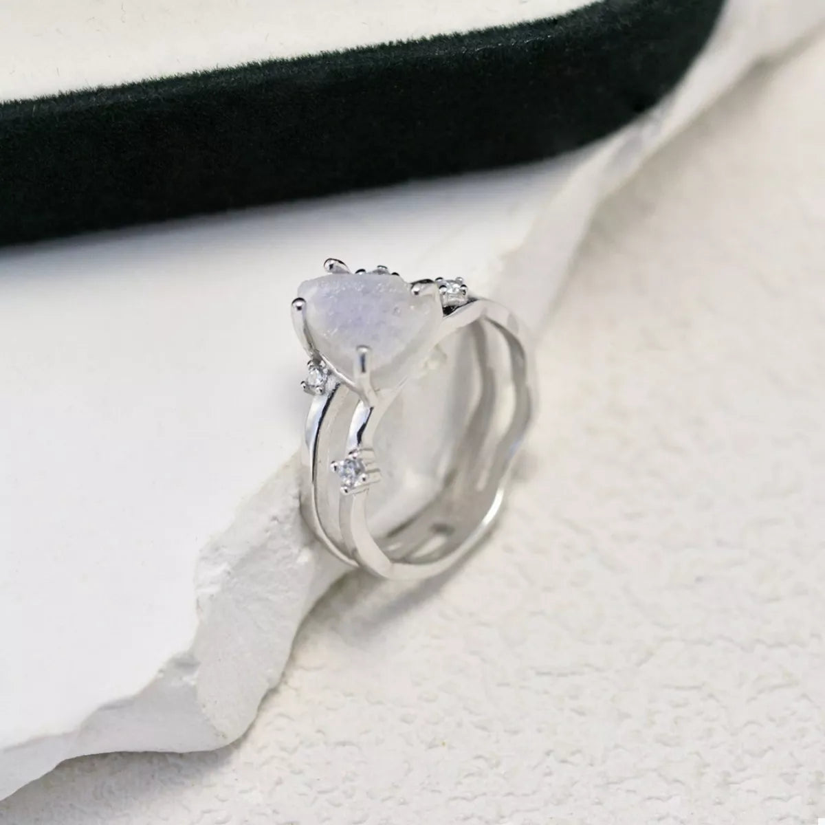 925 Sterling Silver Geometric Ring - Thalia Chic