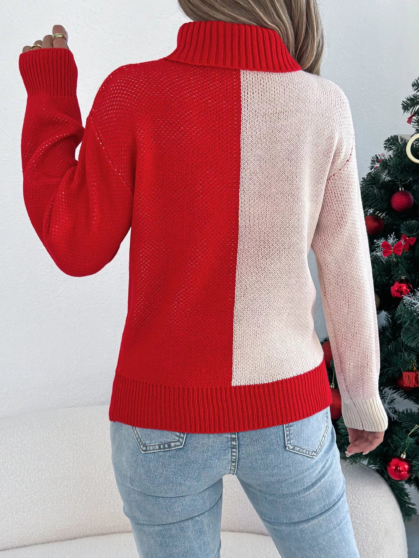 Christmas Reindeer Turtleneck Sweater - Thalia Chic
