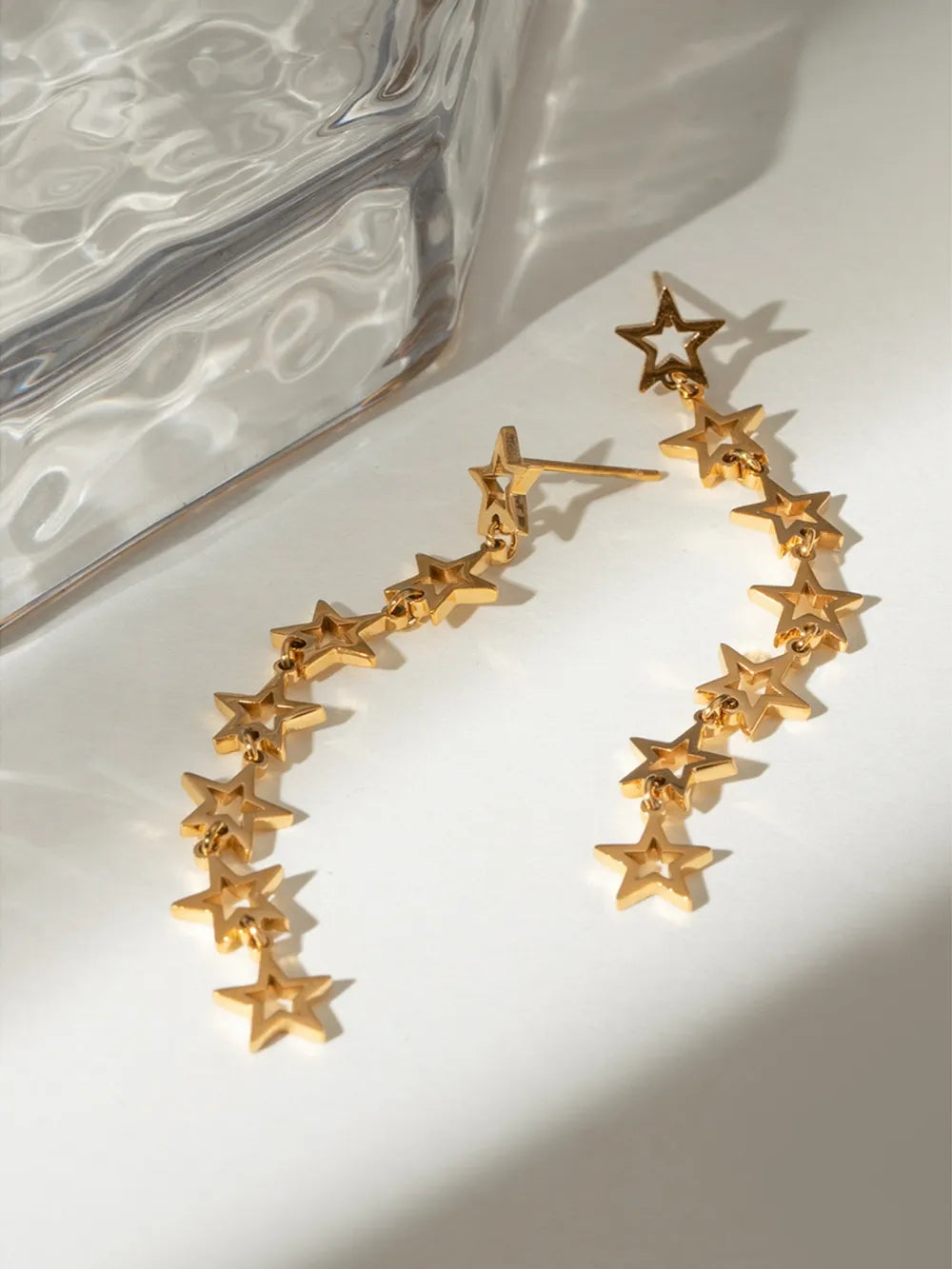 Stainless Steel Cutout Star Earrings - Thalia Chic