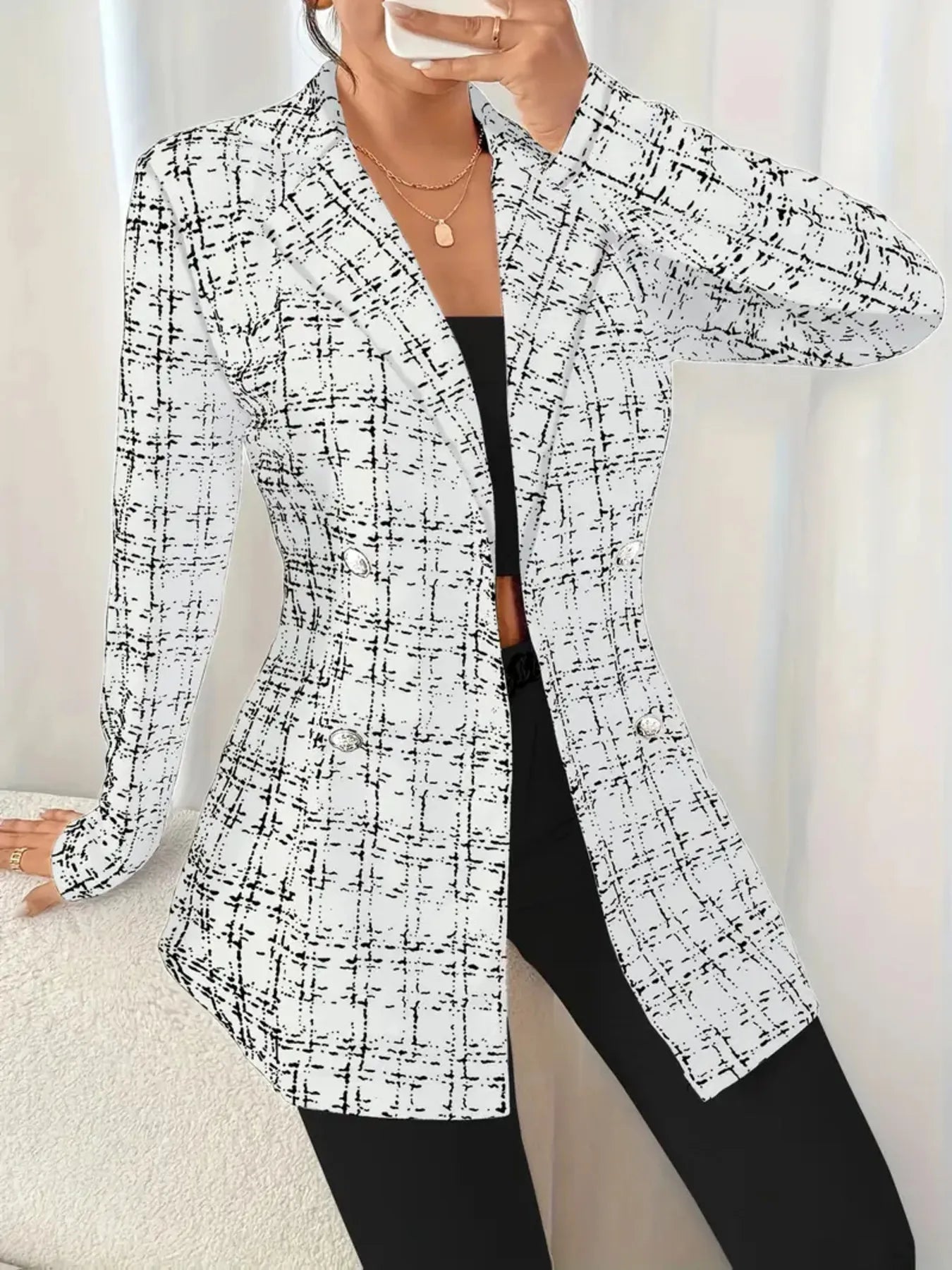 Tweed Double-Breasted Blazer - Thalia Chic