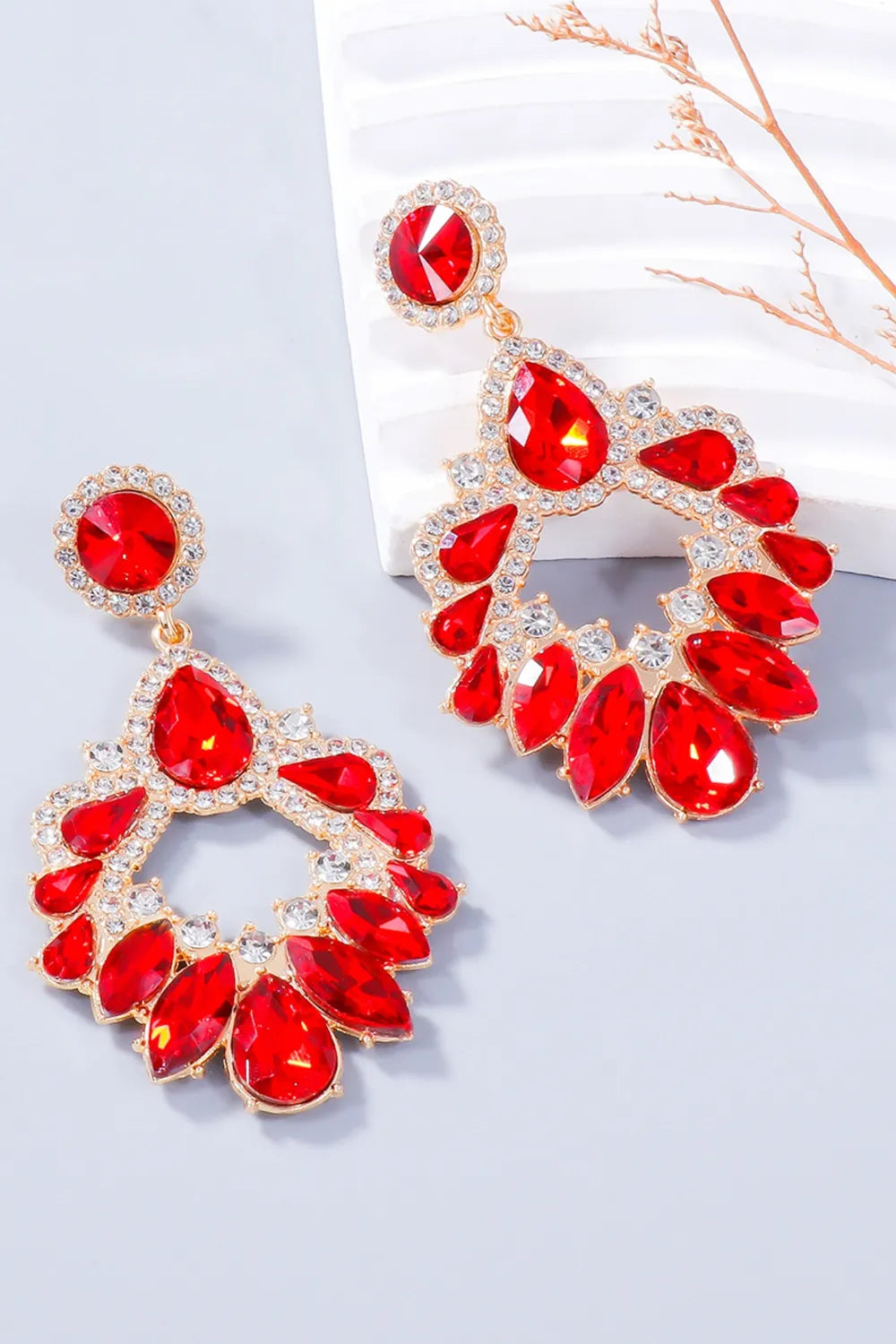Alloy Rhinestone Dangle Earrings - Thalia Chic