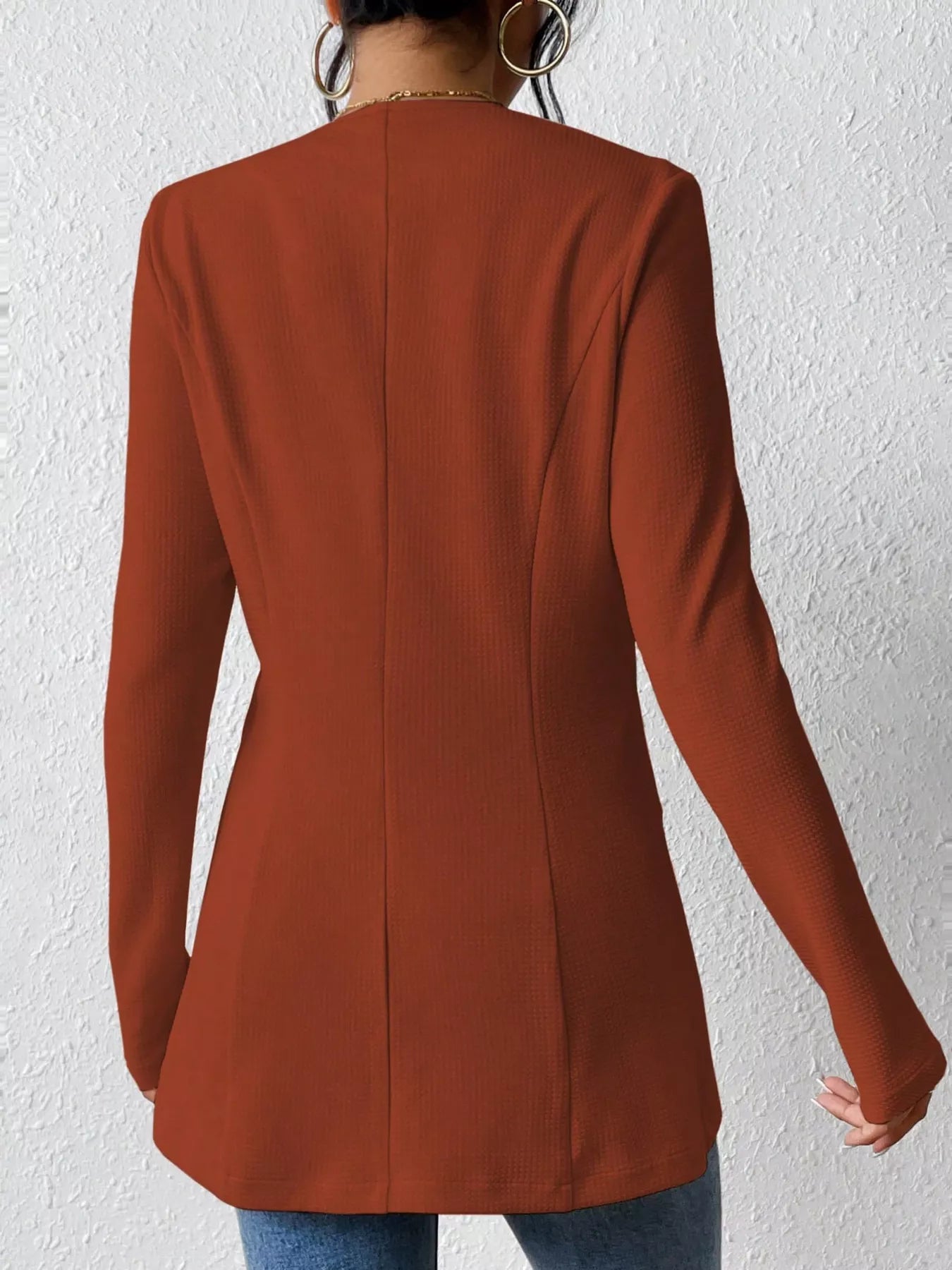 One Button Long Sleeve Blazer - Thalia Chic