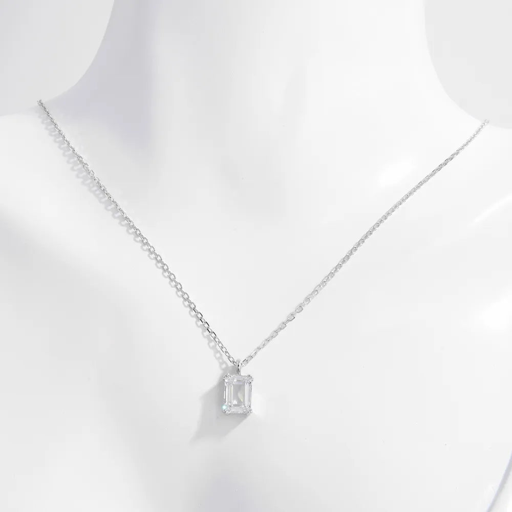 925 Sterling Silver Zircon Pendant Necklace - Thalia Chic