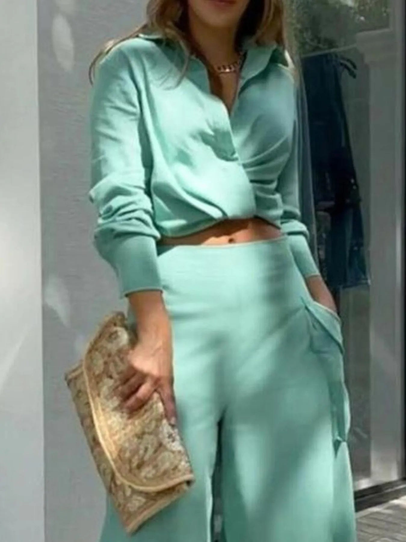 Full Size Long Sleeve Top and Pants Set Plus Size - Thalia Chic