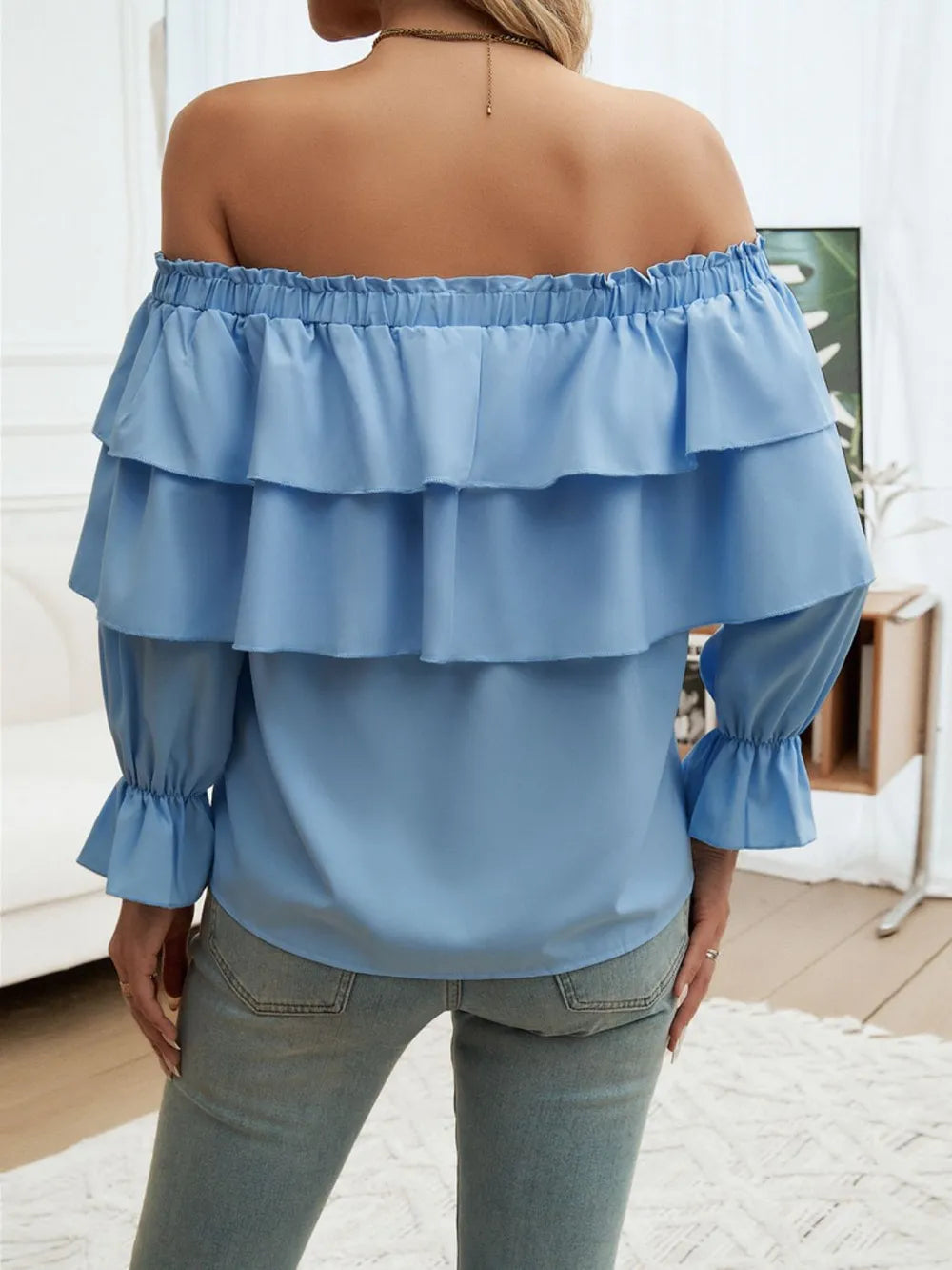 Devine Off-Shoulder Flounce Sleeve Blouse - Thalia Chic