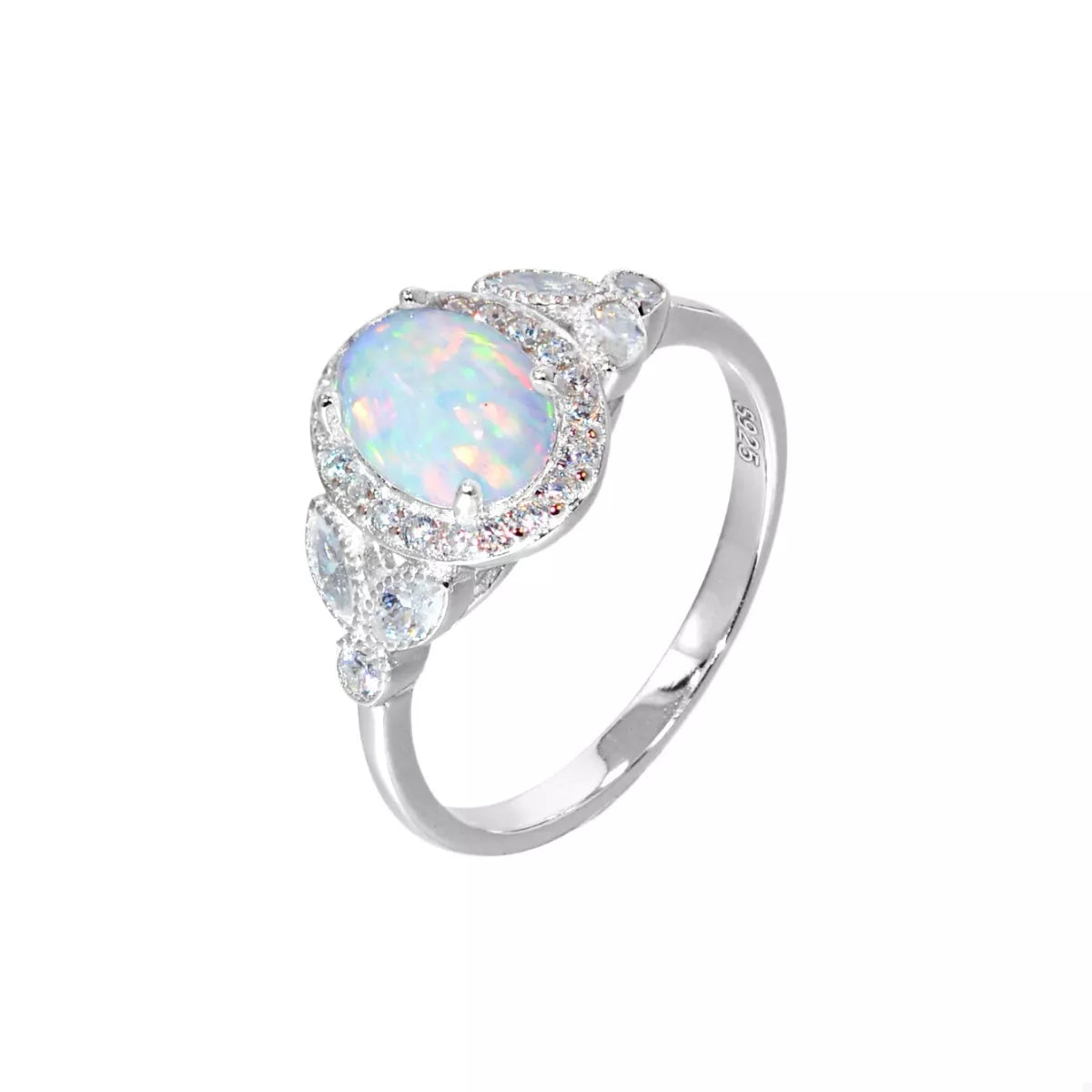 Moonstone 925 Sterling Silver Zircon Round Ring - Thalia Chic