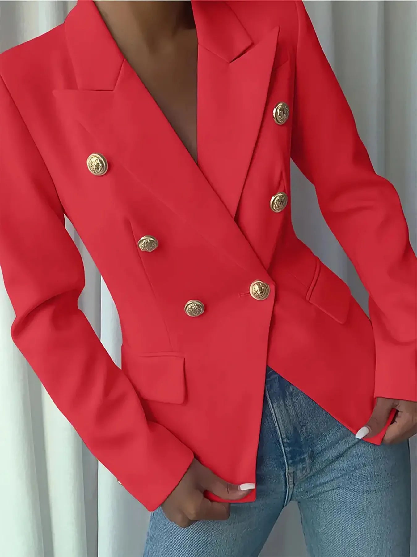 Decor Button Lapel Collar Blazer - Thalia Chic