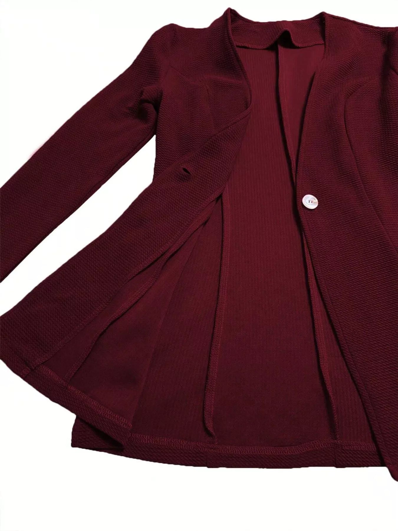 One Button Long Sleeve Blazer - Thalia Chic